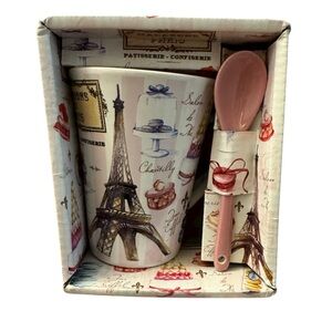 2/$25 Macrons de Paris Ceramic Mug Gift Set with Pink Spoon